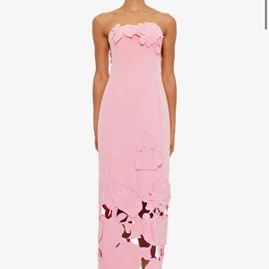 Elegant Pink Floral Strapless Dress Leo Lin